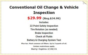 conventional oil change special